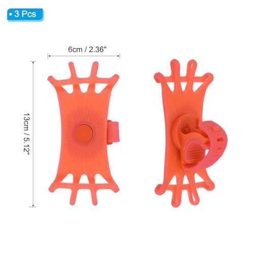 Image of PATIKIL 3Pcs Bike Phone Mount, 360 Rotation Silicone Motorcycle Phone Holder for 3 inch- 6.5 inch Phones Adjustable Phone Mount for Motorcycle Bicycle Electric Scooter, Orange