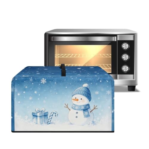 Image of Convection Oven Dustproof Cover, Washable Microwave Oven Cover Small Appliance Accessories for Christmas, L, 20.9 x 15.7 x 12.4 Inches, Blue Snowman Snowflake Pattern