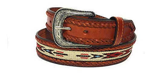 EL CHARRO MEN'S WESTERN LEATHER BELT. COWBOY RODEO WESTERN STYLE BELT (38, Pumpkin)