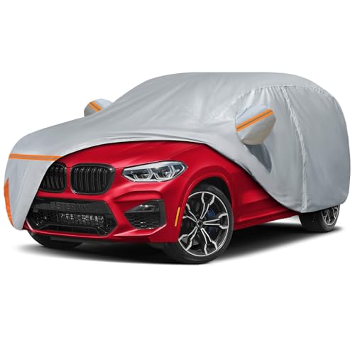 Image of Car Cover for 2003-2024 BMW X3 /X3 M, Waterproof Custom-fit All Weather Sun Rain UV Dust Snow Protection Outdoor Full X3 Car Cover with Zipper Door and Cotton Lining-Gray