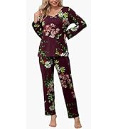 POKWAI 2023 Womens Pajama Sets Soft Comfy Long Sleeve Tops and Pants 2 Piece Pj Sleepwear with Po...