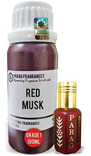 Parag Fragrances Red Musk Attar 100Ml (With Empty Fancy Bottles) Natural Attar/Long Lasting Attar/Bhapka Processed Attar For Clothes And Religious Use
