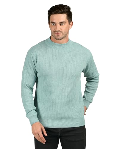 Image of Men Woolen Round Neck Solid Striped Design Pullover Heavy Rainbow Fabric Winter Wear Pure Wool Cardigan for Men Fully Warm Pullover Free Sizes