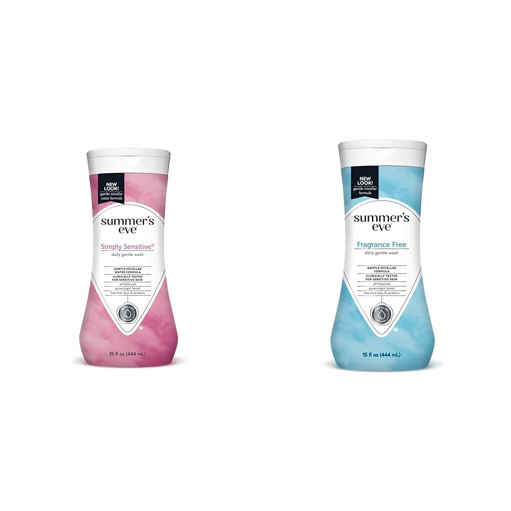Summer's Eve Simply Sensitive & Fragrance Free Daily Gentle Feminine Body Washes, Remove Odor, pH Balanced, 2x15 fl oz