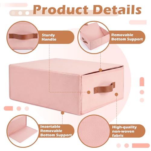 Windyun-4-in-1-Stackable-Storage-Drawers-Closet-OrganizerPink-Fabric-Bins-with-Drawers-for-Socks-Underwear-Bras-Scarves-Ties-Large-Foldable-Clothes-Storage-Boxes-12-x-15-x-6-Inch