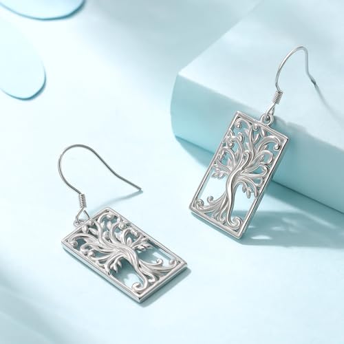 Tree of Life Earrings for Women, 925 Sterling Silver Family Tree Dangle Earrings Gifts for Women Mother Wife Christmas Gifts3