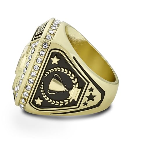 express medals champion gold mvp most valuable player trophy ring award gift prize with display neck chain and stand championship rings