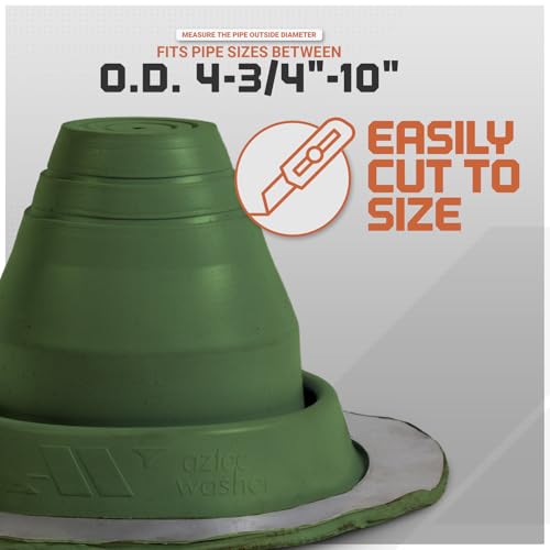 Image of Fasteners Plus #1 Round EPDM Metal Roof Pipe Flashing Boot (Fits 1 /4 inch - 2-1 /2 inch Pipe OD), Dark Green