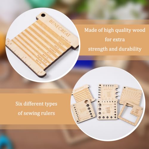 BENECREAT 6 Styles Wood Knitting Gauge Rulers - Image 4