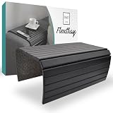D&D Living Sofatablett - Couch Ablage flexibel für Armlehne aus natürlichem Holz | Tablett für Sofa, Bambus Schwarz (XL)
