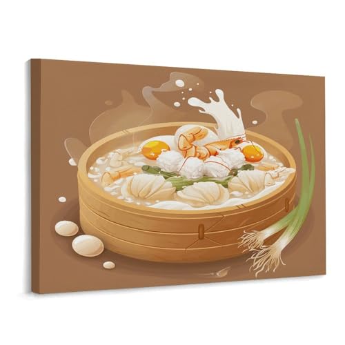 Toile murale de raviolis en bois 15,7x30cm cadre horizontal