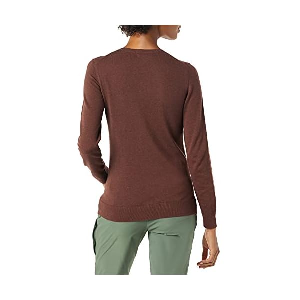 Amazon-Essentials-Womens-Classic-Fit-Lightweight-Long-Sleeve-V-Neck-Sweater Amazon Essentials Women's Classic-Fit Lightweight Long-Sleeve V-Neck Sweater (Available in Plus Size), Dark Chestnut Brown Heather, Medium