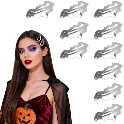 10 Pezzi Fermagli per Capelli Pipistrello Argento Mollette per Capelli Halloween Clip per Capelli di Metallo Gotico Accessori Capelli per Ragazze Donna