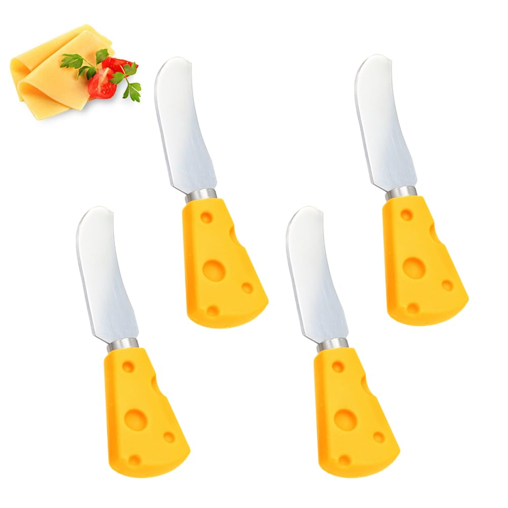 4 PCS Cheese Knives Cute Butter Knives Stainless Steel Cheese Spreader Cheese Slicer for Cheese Cold Butter Jam Pastry and Other Home Kitchen Daily Breakfast Spreader