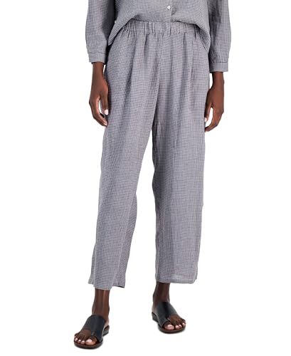 Organic Linen Straight-Leg Ankle Pull-On Pants Moon 3X Gray
