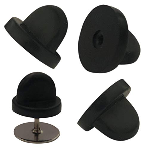 50pcs Rubber Pin Backs PVC Butterfly Clutch Enamel Lapel Pin Backings Cap Keepers Replacement for Uniform Badges Comfort Fit Tie Tack Pins Backing Holder Clasp, Black