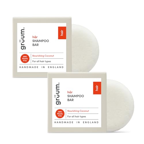 grüum Twin Pack Nourishing Shampoo Bar 50g - Solid Shampoo Bars for Hair Up to 60 Washes - Plastic Free Vegan Bar for Men & Women - Paraben Free Rich Lathering Bars for All Hair Types