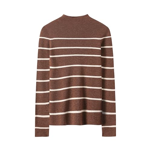 Wool Women's Long Sleeve Lightweight Turtleneck Sweater Striped Style