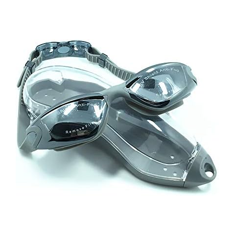 Swim Goggles, Swimming Goggles No Leaking Anti Fog Uv Protection Triathlon Swim Goggles with Free Protection Case for Adult Men Women Youth Kids Child-Plating Silver Cover