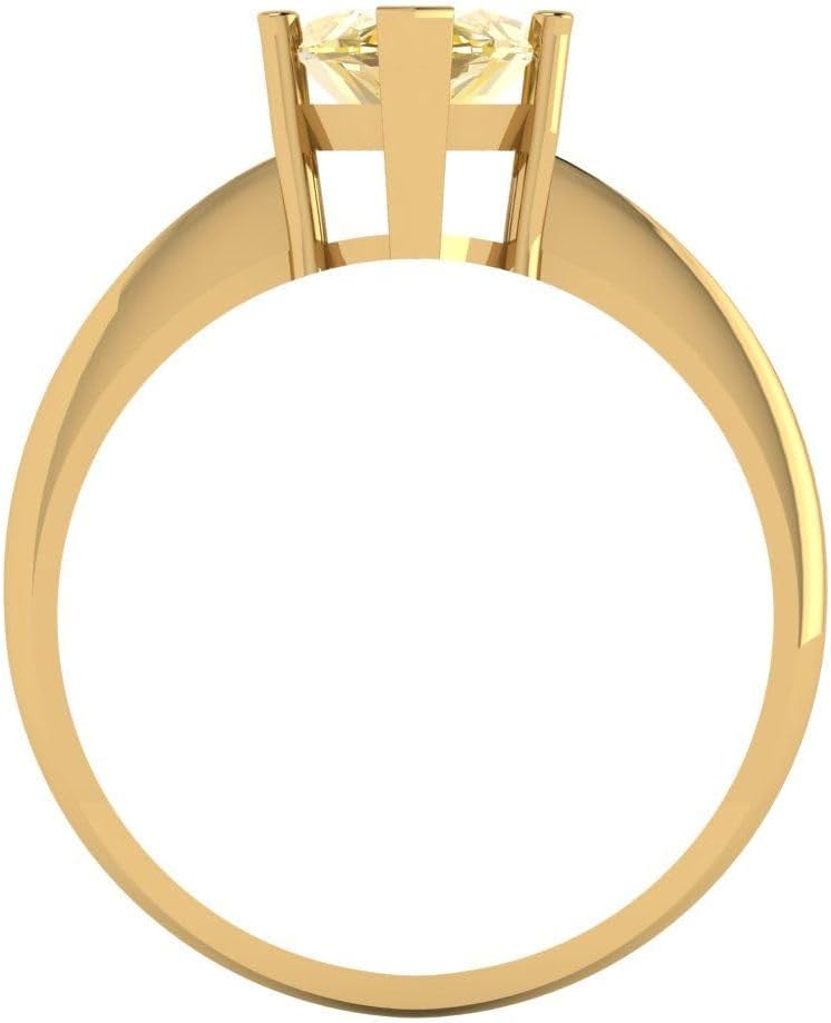 Clara Pucci 14K Solid Yellow Gold 2.5 ctw Citrine Solitaire Ring for Women | Anniversary, Birthday Gift | 13x6.5mm Marquise Cut - Image 4