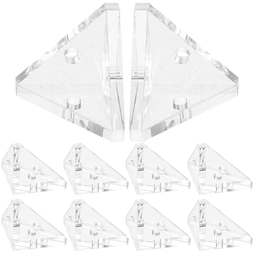 Cabilock Soportes Triangulares Transparentes para Estantes y Mesas 10 Piezas Tornillos y Tuercas Soporte Acrílico para Esquinas Placa de Reparación Resistente para Muebles Industriales