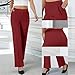 bawilom Straight Leg Pants for Women Wide Leg Dressy High Waist Yoga Pants Business Casual Work Trousers with Pockets Wine