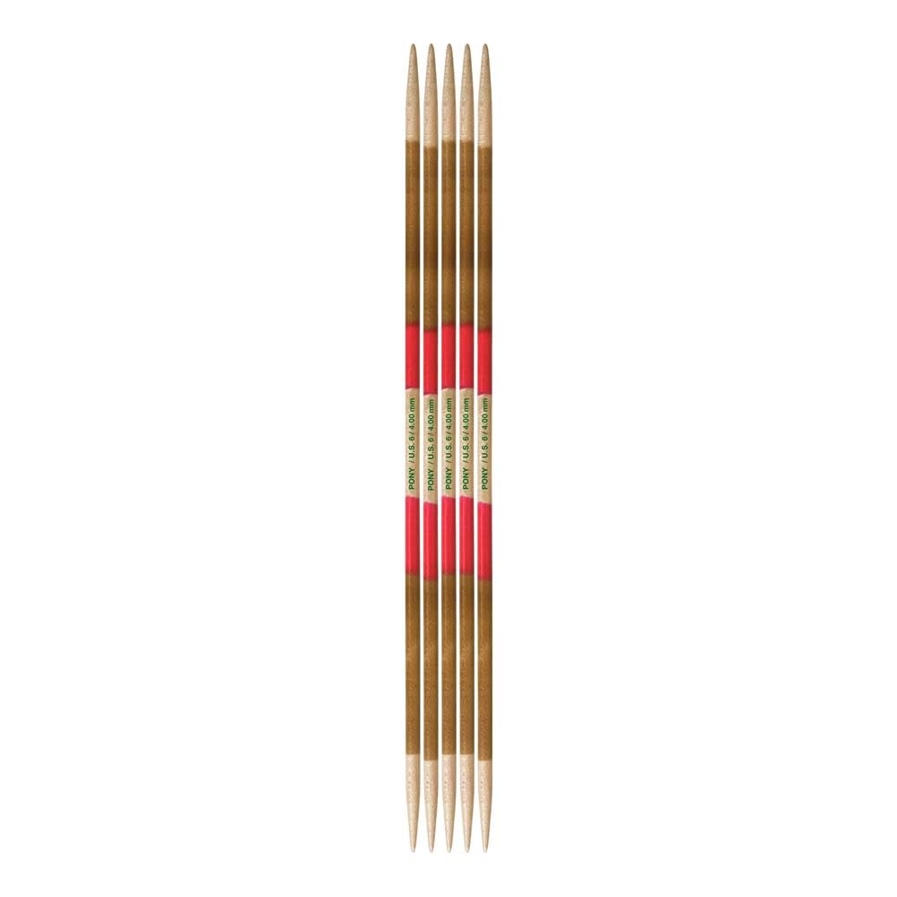 Pony Flair Double Pointed Knitting Needles 20cm 4.0mm - Pink and Brown