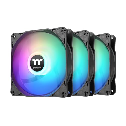 Thermaltake LE120 ARGB PWM Fan (3 Pack), PWM controlled 500~1500 rpm, 5V Motherboard Sync, 16.8 Million Colors 9 Addressable LEDs, Airflow 66.1 CFM, 120mm Hydraulic Bearing, Case Fan, CL-F204-PL12SW-A
