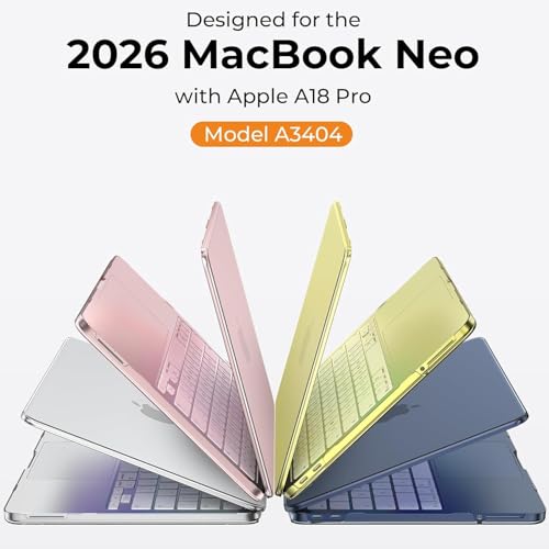 Image of Meyaar Compatible with MacBook Neo Case 13 Inch A3404 with A18 Pro Chip 2026, Transparent Hard Shell Plastic Snap-On Protective Cover (Crystal Clear, for MacBook Neo 13 inch (A3404))