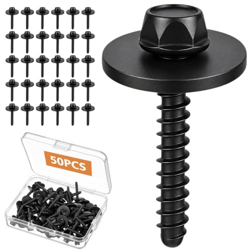 Image of 50 Pcs Fender Liner Screws, Splash Shield Screws, Bumper Cover Bolts Compatible with Gm 11570498, Fasteners with Storage Box for Automotive Replacement Hardware Vehicle Repair