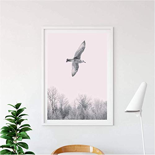 Paysage de ciel rose avec oiseau decoration murale evasion et poesi pour maison moderne