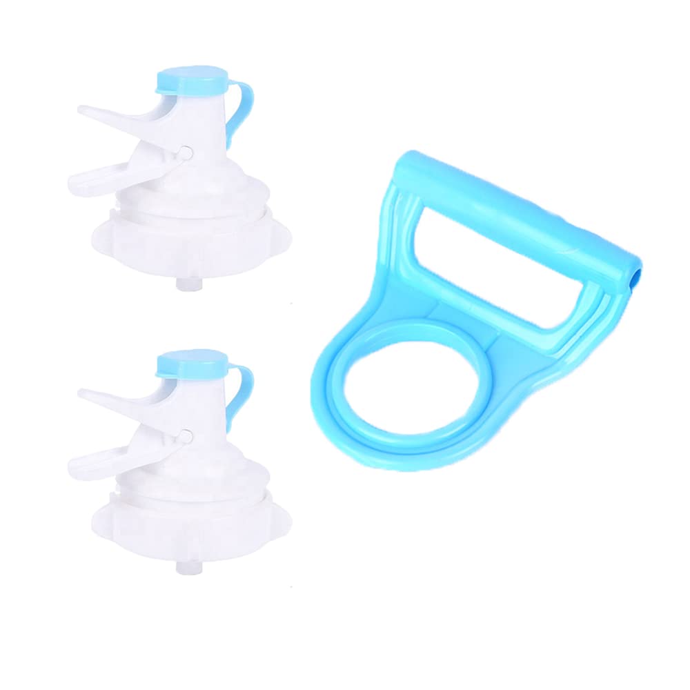 3 Pack Water Dispenser Valves with Water Bottle Handle Carrier 5 Gallon Water Jug Dispenser Valve Spout Faucet Tap for 3-5 Gal Water Jug Stand 55mm Crown Cap Reusable Water Bottle Container