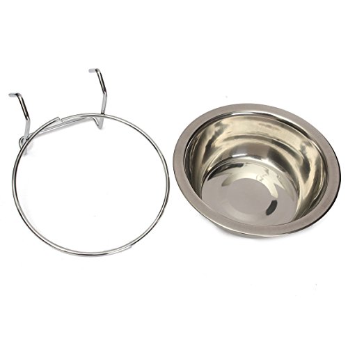 Yosoo Wasser-Schüssel mit Edelstahl-Haken zum Füttern von Haustieren, Hase, Vogel, Katze, Hund, Welpe, für Lebensmittel, geeignet für Hundekäfig, mit Klemmhalterung