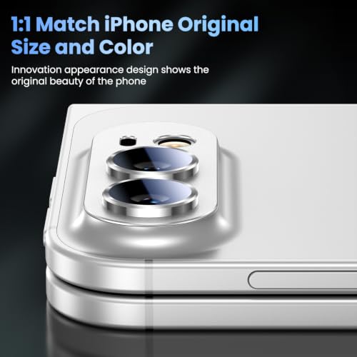 Uyiton for iPhone Duo Camera Lens Protector, Metal Frame Glass Cover - image 5