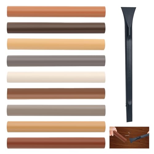 9 Pièces Bâtons de Cire pour Réparation de Bois, Bâtons de Cire Multi-Surfaces, Crayon Reparation Meuble, Ensemble de Réparation de Cire Dure pour...