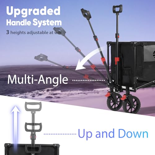 image for Sekey Collapsible Foldable Wagon with 330lbs Weight Capacity, Heavy Du