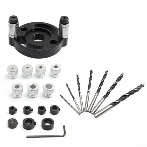 Gdfnmogo Kit di 23 morsetti verticali per fori per la lavorazione del legno, con 7 manicotti (3-10 mm) per fori tascabili precisi, localizzatore guida trapano in lega di alluminio per progetti di