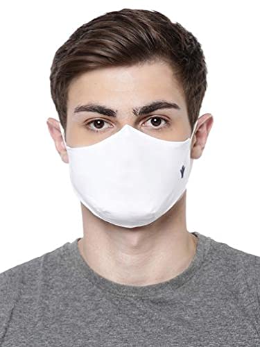 RAMRAJ Unisex Woven Fabric Wash & Reusable 2 Ply Cloth Face Mask (White, Medium, Without Valve) - Pack of 5