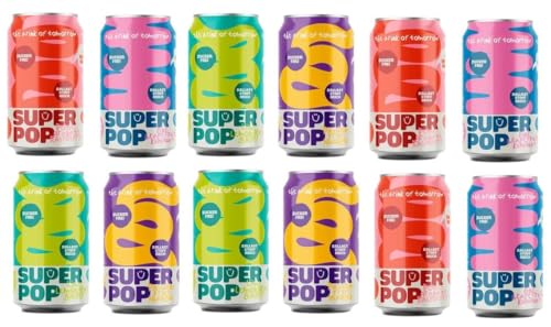 Super Pop 12er Tasting Set – Je 3x alle 4 Sorten – von Pamela Reif – Zuckerfreie Ballaststoff-Limo mit Apfelessig – Vegan & kalorienarm, 12 x 330ml inkl. Pfand EINWEG + Space Riegel von Onlineshop Super Pop 12er Tasting Set – Je 3x alle 4 Sorten – von Pamela Reif – Zuckerfreie Ballaststoff-Limo mit Apfelessig – Vegan & kalorienarm, 12 x 330ml inkl. Pfand EINWEG + Space Riegel von Onlineshop