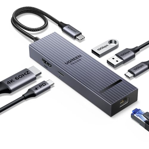 UGREEN Revodok Pro 1061 6 in 1 USB C Hub Gigabit Ethernet Adapter with 4K 60Hz HDMI 100W PD Charging 10Gbps USB Hub 3.2 Data for iPhone 17 MacBook Air M1 M2 M3 iPad Pro Max Steam Deck