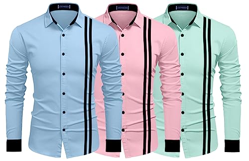 Image of Zombom Men's Striped Regular Fit Shirt