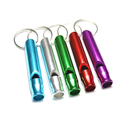 Parliky Aluminum Whistle Keychain 6-Pack Emergency Survival Whistle for Hiking Camping Outdoor Sports Random