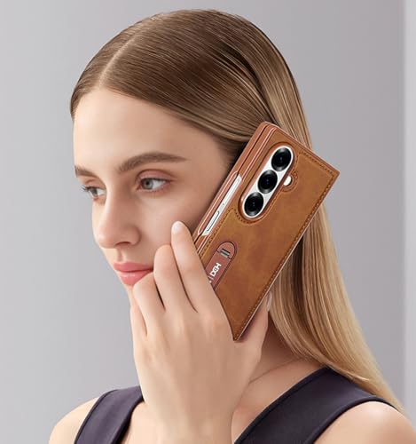 Image of BOUNCEBACK Vegan Leather Back Case Cover for Samsung Galaxy Z Fold 7 5g | Metal Kickstand Back Case Cover for Z Fold7 - (Black)