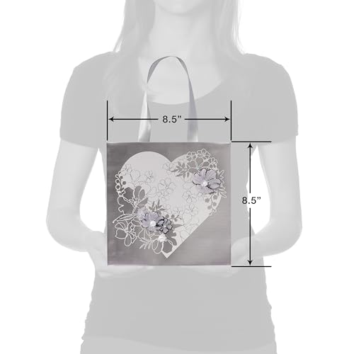 Image of Papyrus 8.5 inch Medium Wedding Gift Bag (Floral Lace Heart) for Valentines, Weddings, Bridal Showers, Engagement, Anniversaries and All Occasions (1 Bag)