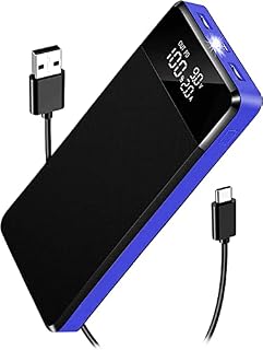 Portable Charger, 30000 PD20W USB C Fast Charging Power Bank with 3 Output & 3 Input, LED Screen Display, LED Flashlight, Portable Battery Pack Suitable for Smart Phones, Tablets and More (Blue)
