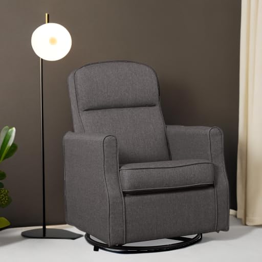 Image of Delta Children Blair Slim Nursery Glider Swivel Rocker Chair, Charcoal