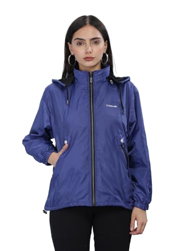 Image of Dollar Women's Polyester Solid Windcheater Jacket With Zipper Pockets and Detachable Hood