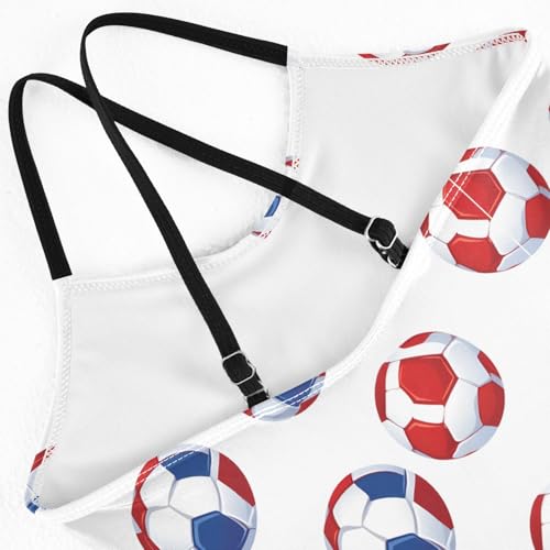 Girl's One Piece Swimsuit Red Blue Football Beach Bathing Swimwear4