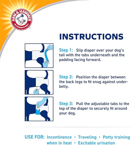 Image of Arm & Hammer for Pets Disposable Female Dog Diapers, Odor Control, Wetness Indicator, Leak-Resistant, Size Large 18-23 Inch Waist, 12 Count, 6 Pack
