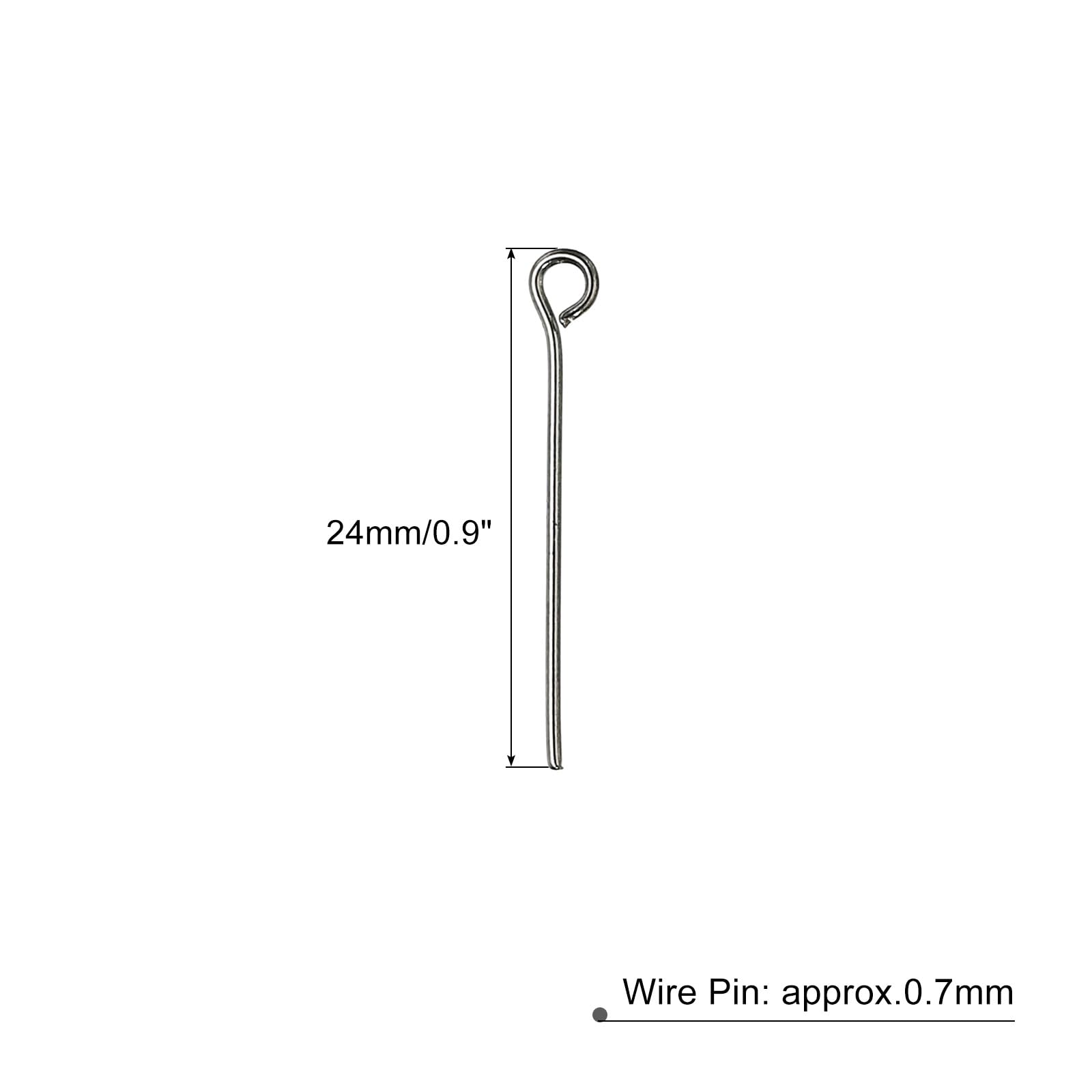 MECCANIXITY 500Pcs Eye Pins Jewelry Making 21 Gauge Dark Gray Eye Pins 24mm Iron Eye Pins for Jewelry Making DIY Craft Necklaces Bracelets Earrings Head Pins